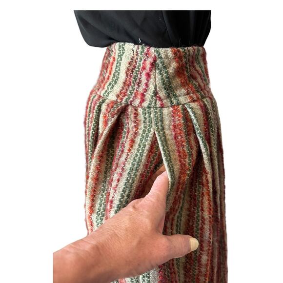 American Vintage high waisted pleated boucle striped midi skirt size small - Picture 7 of 16